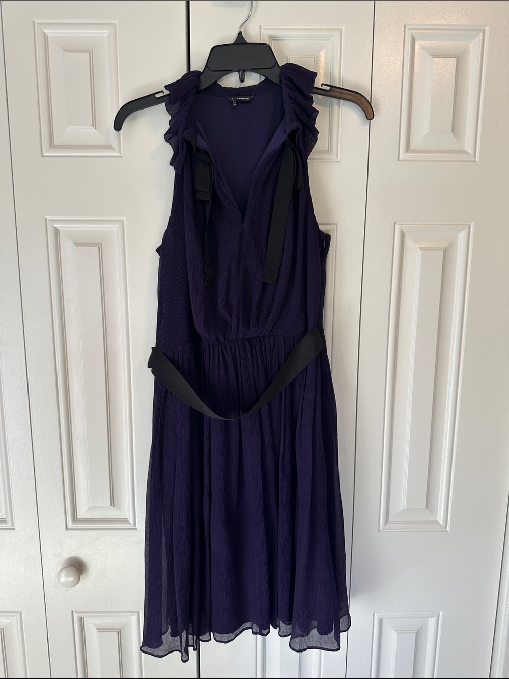 Club Monaco Deep Purple Ruffle Midi Dress